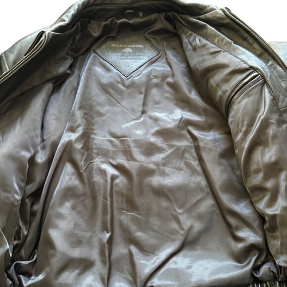 Roundtree & Yorke Mens Black Faux Leather Jacket Large With Stand Collar & Zip C - Picture 5 of 7